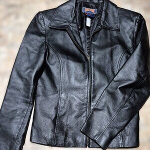 VINTAGE STONE CREEK BLACK LEATHER JACKET SIZE SMALL